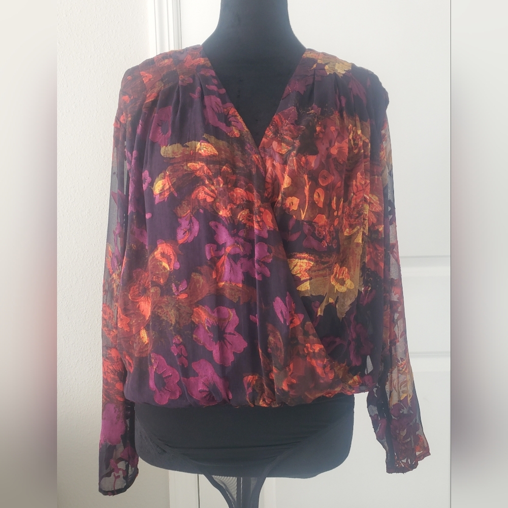 Astr Floral Wrap Blouse